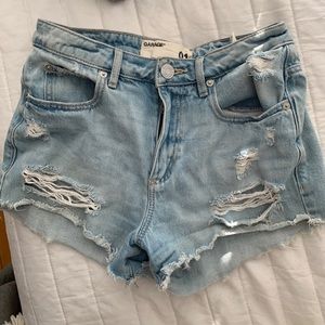 Garage Light Wash Ripped Jean Shorts